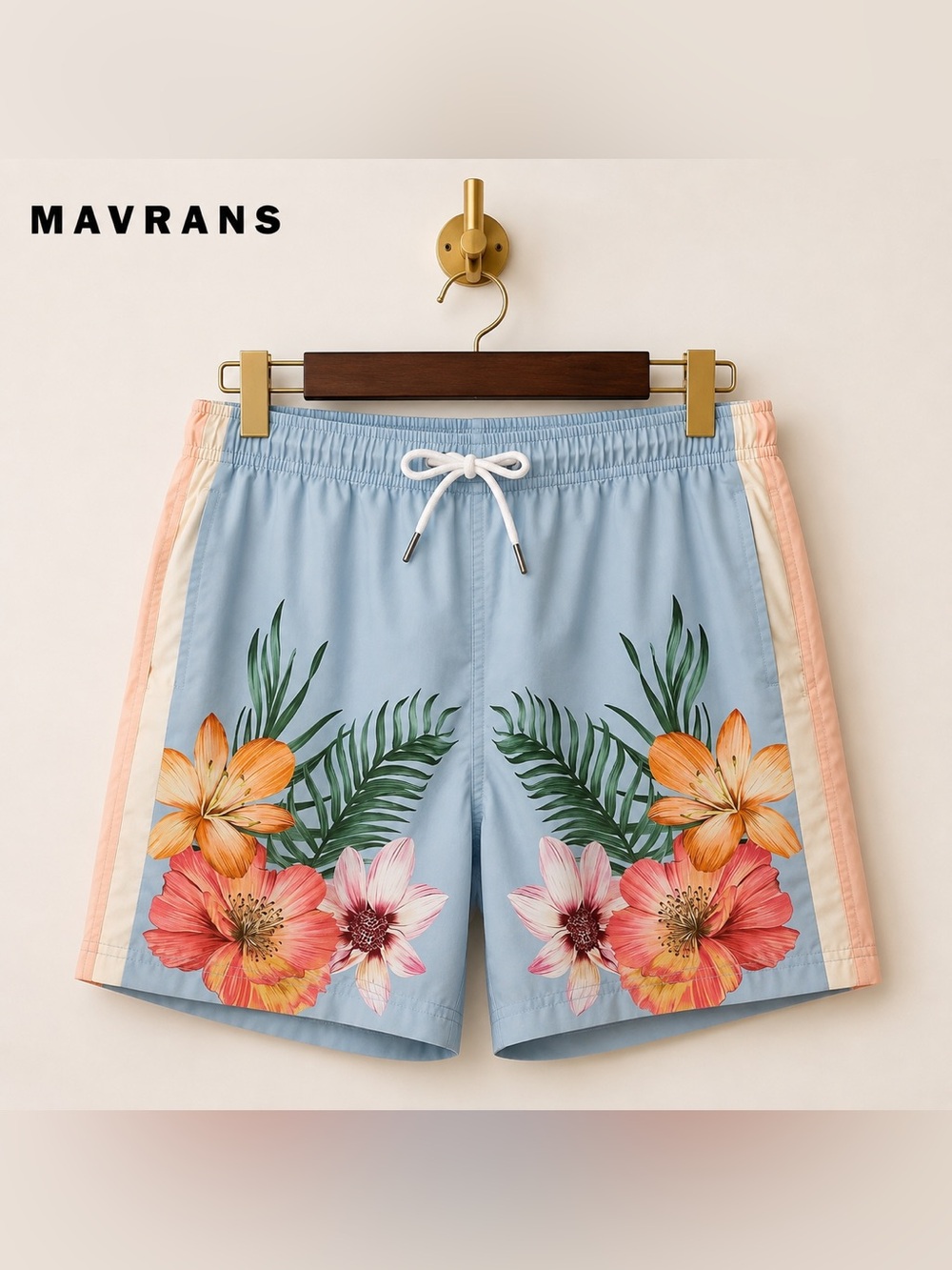 MAVRANS Tropical Floral Swim Trunks Men’s XL Blue Pink Beach Board Shorts